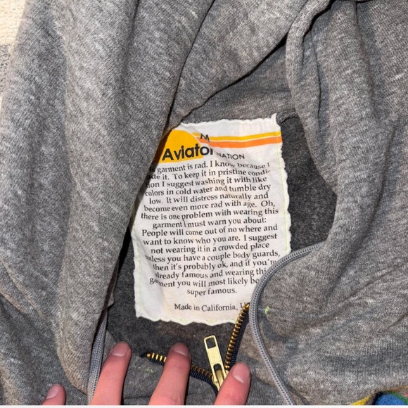 Never Worn AVIATOR NATION VENICE ZIP HOODIE - HEATHER GREY - Picture 3 of 4